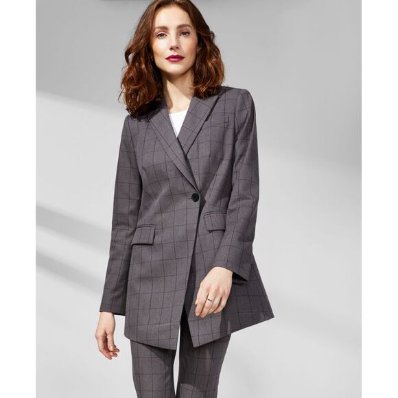 Women's One Button Windowpane Jacket